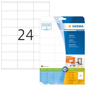 Herma 4360 Universele etiketten 70 x 36 mm Papier Wit 600 stuk(s) Permanent hechtend Inkjet, Laser (zwart/wit), Laser (kleur), Kopiëren (zwart/wit), Kopiëren