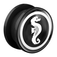 Tunnel met seahorse design Acryl Tunnels & Plugs - thumbnail