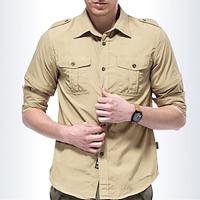 Voor heren Overhemd Zomer overhemd Overhemd met knopen Normaal shirt Werkhemden Zwart khaki Lange mouw Effen Revers Feestdagen Vakantie Voorvak Kleding Modieus Casual Comfortabel Lightinthebox