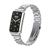 By Qubix - Metalen schakelband met case - Zilver - Xiaomi Smart band 7 Pro