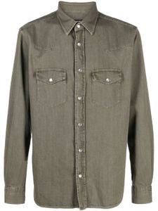 TOM FORD pointed-collar press-stud denim shirt - Vert