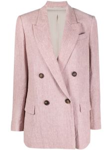 Brunello Cucinelli blazer en lin à boutonnière croisée - Rose