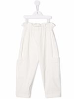 Brunello Cucinelli Kids pantalon à taille haute froncée - Blanc