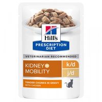 Hill's Prescription Diet K/D  J/D Kidney + Mobility nat kattenvoer met kip maaltijdzakje multipack 8 dozen (96 x 85 g) - thumbnail