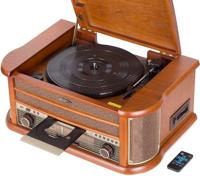 Reflexion HIF2002, retro- hifi-installatie met encoding (2 x 40 watt), halfautomatische platenspeler in houtlook, coding-functie, afspelen van MP3 via CD en USB