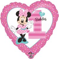 Folieballon 1st Birthday Minnie Mouse - 43 cm - thumbnail