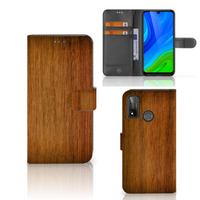 Huawei P Smart 2020 Book Style Case Donker Hout - thumbnail