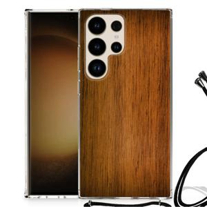 Samsung Galaxy S24 Ultra Stevig Telefoonhoesje Donker Hout