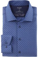 OLYMP Luxor 24/Seven Dynamic Flex Modern Fit Overhemd blauw/bruin, Motief