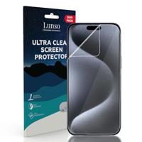 Lunso - Geschikt voor iPhone 15 Pro Max - Duo Pack (2 stuks) Beschermfolie - Full Cover Screen protector