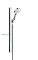 hansgrohe Raindance Select S doucheset 120 3jet met Unica`E glijstang 90 cm met handdouche en zeepschaal 90 cm met Isiflex`B doucheslang 160 cm, wit/chroom