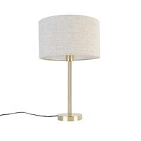 QAZQA - Design Klassieke tafellamp messing met kap lichtgrijs 35 cm - Simplo | Woonkamer | Slaapkamer | Keuken - Staal Rond - E27 Geschikt voor LED - Max. 1 x 40 Watt