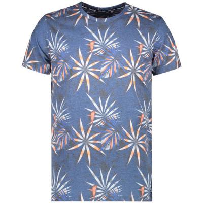 Cars T-shirt Lerry met bladprint blauw/multicolor