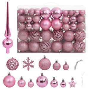 111-delige Kerstballenset polystyreen roze