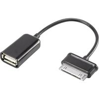 Renkforce USB-kabel USB 2.0 Samsung 30pol. stekker, USB-A bus 10.00 cm zwart met OTG-functie, vergulde stekker