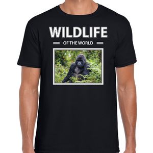 Gorilla aap t-shirt met dieren foto wildlife of the world zwart voor heren