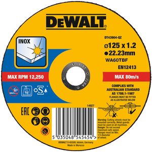 DeWalt Accessoires Extreme 2X Doorslijpschijf INOX 125 x 1.2 x 22,2mm - DT43904-QZ