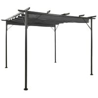 VidaXL Pergola met uittrekbaar dak 180 g/m² 3x3 m staal antracietkleur