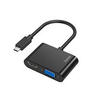 Hama USB-C adapter naar VGA & HDMI-aansluiting (videoadapter met kabel, HDMI en VGA naar USB C, video-audio-omvormer, ultra-HD 4K voor pc, notebook)