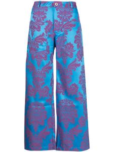 Marques'Almeida pantalon ample court à fleurs - Bleu