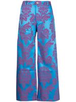 Marques'Almeida pantalon ample court à fleurs - Bleu - thumbnail