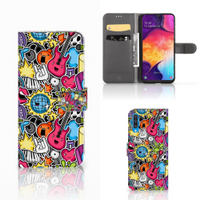 Samsung Galaxy A50 Wallet Case met Pasjes Punk Rock - thumbnail