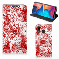 Mobiel BookCase Samsung Galaxy A30 Angel Skull Rood