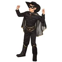 Boland - Kinderkostuum Bandiet, voor jongens, hoed, oogmasker, cape, eendelig pak, riem, laarzendoppen, vermomming, kostuum set, Zorro, themafeest, carnaval