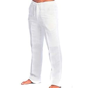 Voor heren Broek Zomerbroek Strandbroeken Trekkoord Elastische taille Effen Comfort Ademend Buiten Dagelijks Streetwear 100% katoen Stijlvol Casual Zwart Wit Micro-elastisch Lightinthebox