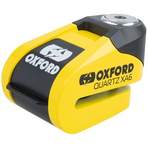 OXFORD Quartz XA6 Alarm, Schijfremslot voor de moto, Geel-Zwart