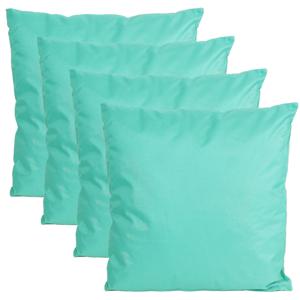 Buiten of tuin sier kussens - 4x - aqua blauw - 45 x 45 cm - binnen/buiten - tuinbank