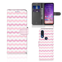Motorola One Vision Telefoon Hoesje Waves Roze