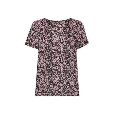 Kaffe gebloemde top KAgardana zwart/roze/wit