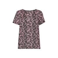 Kaffe gebloemde top KAgardana zwart/roze/wit