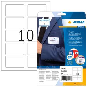 Herma 4514 Naametiketten 80 x 50 mm Acetaatzijde Wit 200 stuk(s) Weer verwijderbaar Laser (zwart/wit), Kopiëren (zwart/wit), Laser (kleur), Kopiëren (kleur)