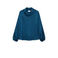 Mango satijnen top donkerblauw