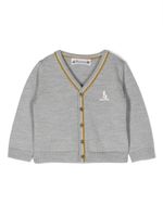 Bonpoint cardigan rayé à logo brodé - Gris