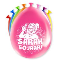 8x stuks Sarah/50 jaar feest ballonnen - diverse kleuren - latex - ca 30 cm   -