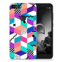 Alcatel 1S (2019) TPU Hoesje Blokken Kleurrijk