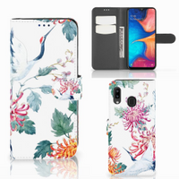 Samsung Galaxy A30 Telefoonhoesje met Pasjes Bird Flowers - thumbnail