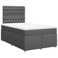 vidaXL Boxspring met matras stof donkergrijs 120x190 cm, boxspring, ledikant, bedframe, bed, boxspring bed, bedbodem, seniorenbed, senioren bed