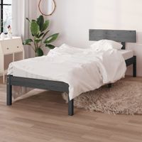 Bedframe massief grenenhout grijs 90x190 cm UK Single