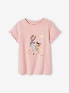 Meisjes T-shirt "fiets" roze (poederkleur)