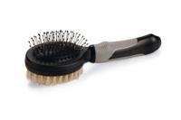 Beeztees combi borstel varkenshaar - kattenverzorging - zwart grijs - 21x6x6,5 cm
