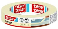 tesa Schilderstape CLASSIC - Afplaktape voor Afplakken tijdens Schilderwerkzaamheden - Oplosmiddelvrij en Verwijderbaar Zonder Lijmresten Achter te Laten - 50 m x 19 mm,beige