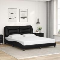vidaXL Bedframe met hoofdbord kunstleer zwart 160x200 cm, bed, bed ombouw, tweepersoonsbed, bedbodem, slaapkamermeubel, 2 persoonsbed, logeerbed
