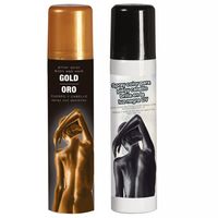 Guirca Haarspray/bodypaint spray - 2x kleuren - goud en zwart - 75 ml