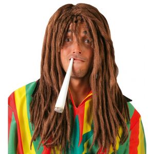 Bruine rastafari heren carnaval / halloween pruik met dreads   -