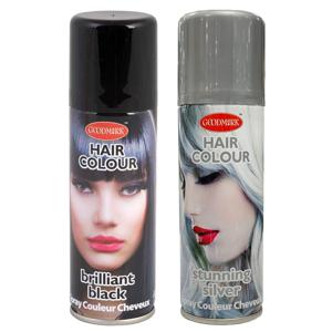 Set van 2x kleuren haarverf/haarspray van 125 ml - Zwart en Zilver