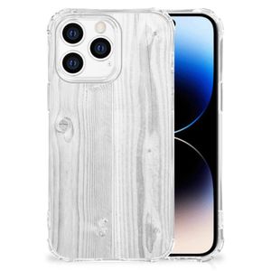 iPhone 14 Pro Stevig Telefoonhoesje White Wood